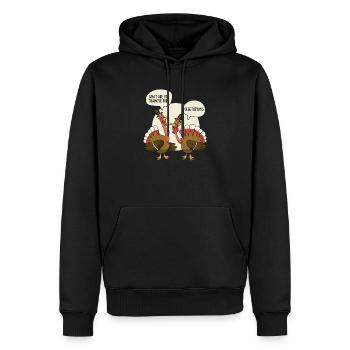 De quoi êtes-vous reconnaissant pour les dindes végétariennes dont vous parlez - Sweat à capuche Premium bio Homme - noir - Devant - Nico (187cm)
