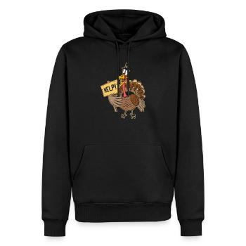Journée de la Turquie Aidez à signer Thanksgiving amusant - Sweat à capuche Premium bio Homme - noir - Devant - Nico (187cm)