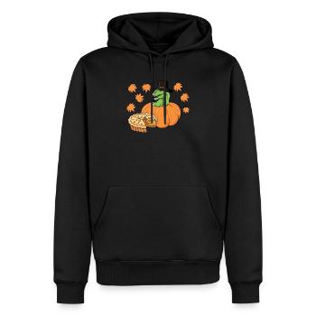 Pilgrim Trex Dinosaurier Kürbiskuchen Thanksgiving - Männer Premium Bio Hoodie - Schwarz - Vorne - Nico (187cm)