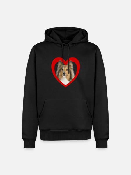 Dog Lovers - Dogs Heart - Sheltie - Men’s Premium Organic Hoodie - black
