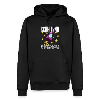 Schulkind Endlich Durchstarten - Männer Premium Bio Hoodie - Schwarz - Vorne - Nico (187cm)