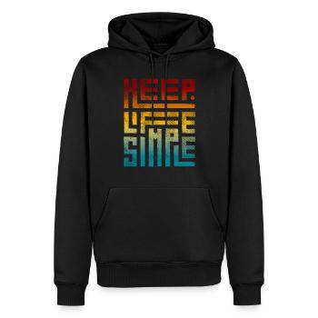 Modern Keep Life Simple Vintage Gradient - Männer Premium Bio Hoodie - Schwarz - Vorne - Nico (187cm)