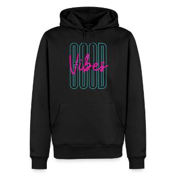 Neon Good Vibes Positive Inspiration - Sweat à capuche Premium bio Homme - noir - Devant - Nico (187cm)