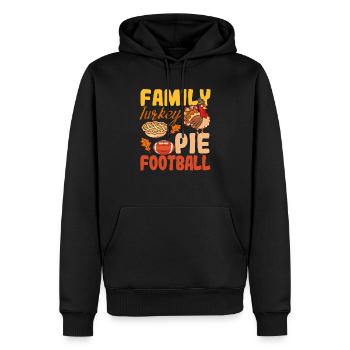 Familie Truthahnkuchen Fußball Lustig Thanksgiving - Männer Premium Bio Hoodie - Schwarz - Vorne - Nico (187cm)