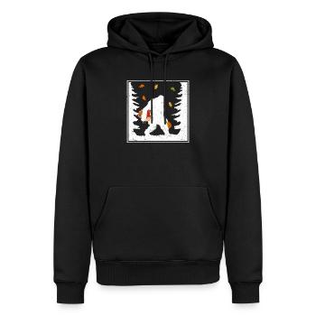Bigfoot Pilgrim Turkey Pumpkin Thanksgiving Day - Sweat à capuche Premium bio Homme - noir - Devant - Nico (187cm)