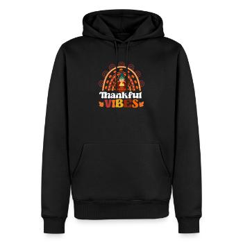 Thankful Vibes Lustige Thanksgiving Abendessen - Männer Premium Bio Hoodie - Schwarz - Vorne - Nico (187cm)