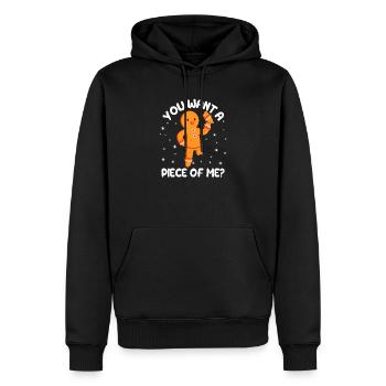 Du willst ein Stück von mir? Weihnachtsplätzchen - Männer Premium Bio Hoodie - Schwarz - Vorne - Nico (187cm)