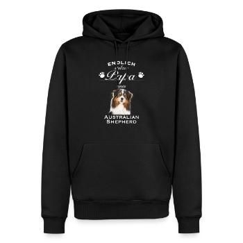 Endlich stolzer Papa - Australian Shepherd - Männer Premium Bio Hoodie - Schwarz - Vorne - Nico (187cm)