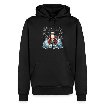 Biker-Weihnachtsmann auf Motorrad Lustige - Männer Premium Bio Hoodie - Schwarz - Vorne - Nico (187cm)