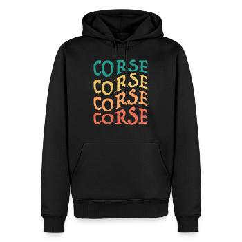 Corse Multicolor Design Geschenkidee - Männer Premium Bio Hoodie - Schwarz - Vorne - Nico (187cm)