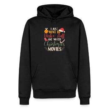 Je veux juste cuisiner et regarder des films de Noël - Sweat à capuche Premium bio Homme - noir - Devant - Nico (187cm)