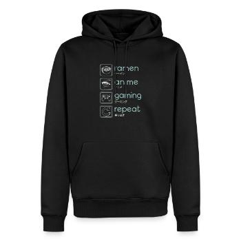 Ramen, Anime, Gaming, Repeat! - Männer Premium Bio Hoodie - Schwarz - Vorne - Nico (187cm)