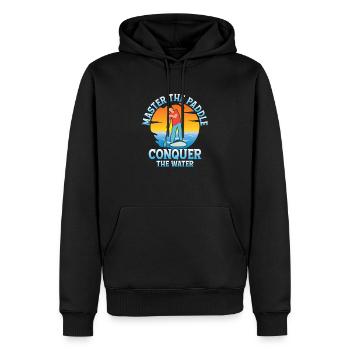 Master The Paddle, Conquer The Water. Stand Up Pad - Männer Premium Bio Hoodie - Schwarz - Vorne - Nico (187cm)