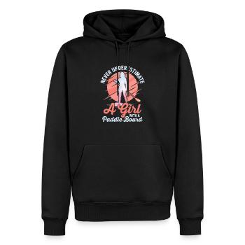 Never Underestimate A Girl With A Paddle Board SUP - Männer Premium Bio Hoodie - Schwarz - Vorne - Nico (187cm)