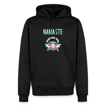 Lustiges Yoga und Faultier Namaste - Männer Premium Bio Hoodie - Schwarz - Vorne - Nico (187cm)