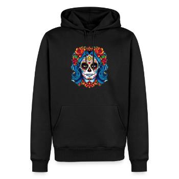 Gruselige bunte La Catrina - Halloween Florral Wom - Männer Premium Bio Hoodie - Schwarz - Vorne - Nico (187cm)