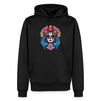 Schöne Blumendekoration La Catrina Dia de Los - Männer Premium Bio Hoodie - Schwarz - Vorne - Nico (187cm)