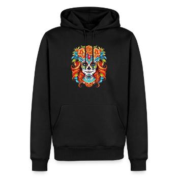 Halloween Kostüm für Damen und Herren - La Catrina - Männer Premium Bio Hoodie - Schwarz - Vorne - Nico (187cm)