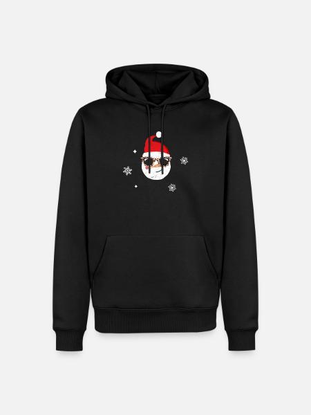 Funny Christmas Snowman Face Leopard - Men’s Premium Organic Hoodie - black