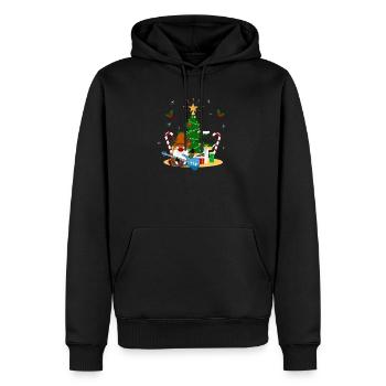 Guitariste Basse Gnome Funny Christmas Tree - Sweat à capuche Premium bio Homme - noir - Devant - Nico (187cm)