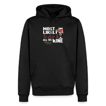 Am liebsten würde ich den ganzen Wein trinken - Männer Premium Bio Hoodie - Schwarz - Vorne - Nico (187cm)