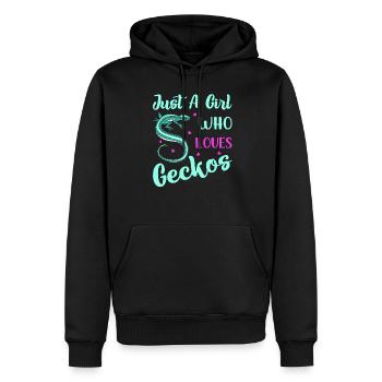 Juste une fille qui aime les geckos Reptile Lizard Lover - Sweat à capuche Premium bio Homme - noir - Devant - Nico (187cm)