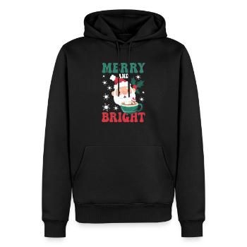 Joyeux et rose vif Noël de Noël drôle - Sweat à capuche Premium bio Homme - noir - Devant - Nico (187cm)