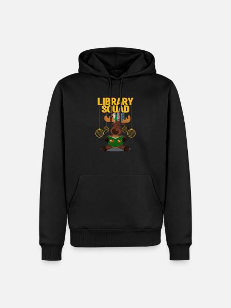Bibliothek Squad Rentier Weihnachten lustig Buch - Herre Premium økologisk hoodie - sort