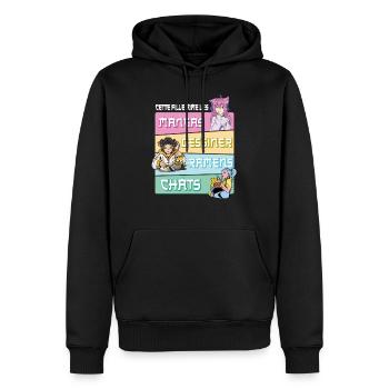 Cette Fille Aime les Manga Ramen Chat Humour - Sweat à capuche Premium bio Homme - noir - Devant - Nico (187cm)