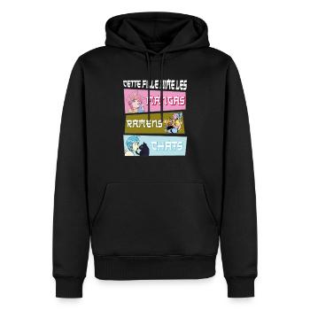 Cette Fille Aime les Manga Ramen Chat - Sweat à capuche Premium bio Homme - noir - Devant - Nico (187cm)