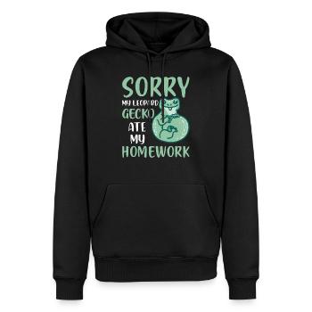 Désolé mon gecko léopard a mangé mes devoirs Lézard Amour - Sweat à capuche Premium bio Homme - noir - Devant - Nico (187cm)