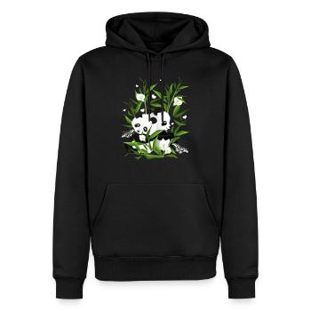 Pandababys im Bambusfeld - Männer Premium Bio Hoodie - Schwarz - Vorne - Nico (187cm)
