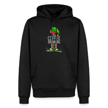 Der Kaffee trinkende Elf Passende Familiengruppe - Männer Premium Bio Hoodie - Schwarz - Vorne - Nico (187cm)