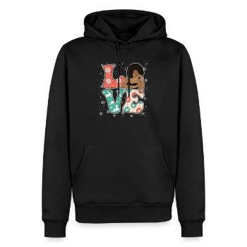 Love Christmas Black Melanin Afro African - Men’s Premium Organic Hoodie - black - Front - Nico (187cm)