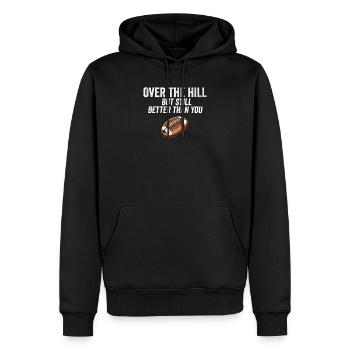 Lustig über den Hügel Lustiger Fußballspieler im Ruhestand - Männer Premium Bio Hoodie - Schwarz - Vorne - Nico (187cm)