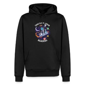 Alien Space Lustiges Zitat Bring mich zu deinen Lesern - Männer Premium Bio Hoodie - Schwarz - Vorne - Nico (187cm)