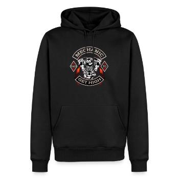 Lustiges Zitat Distressed Zitat Bezahlt, um High Mech zu bekommen - Männer Premium Bio Hoodie - Schwarz - Vorne - Nico (187cm)
