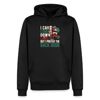 Ich kann durch deinen Schornstein kommen, aber ich - Männer Premium Bio Hoodie - Schwarz - Vorne - Nico (187cm)