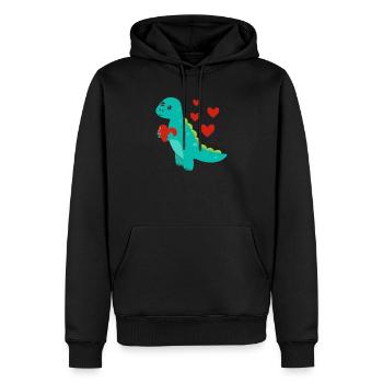 Saint-Valentin Dinosaure Heart Funny Animal Love - Sweat à capuche Premium bio Homme - noir - Devant - Nico (187cm)
