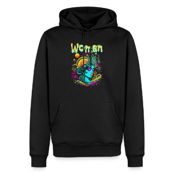 woman - Sweat à capuche Premium bio Homme - noir - Devant - Nico (187cm)