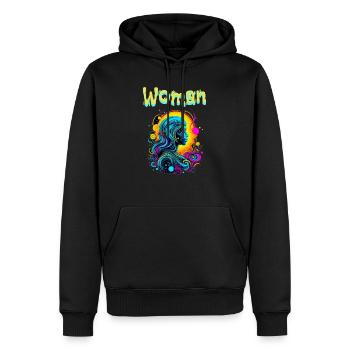 Woman - Sweat à capuche Premium bio Homme - noir - Devant - Nico (187cm)