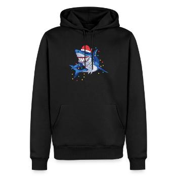 Père Noël Requin Lumières de Noël Drôle - Sweat à capuche Premium bio Homme - noir - Devant - Nico (187cm)