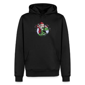 Dinosaurier T Rex Weihnachten Weihnachtsmann - Männer Premium Bio Hoodie - Schwarz - Vorne - Nico (187cm)