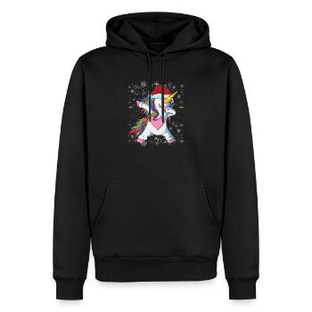 Dabbing Licorne Chapeau Père Noël Noël Xma - Sweat à capuche Premium bio Homme - noir - Devant - Nico (187cm)