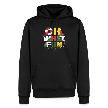 Oh What Fun Merry Christmas Tree Squad Weihnacht - Men’s Premium Organic Hoodie - black - Front - Nico (187cm)