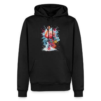 Tropischer bunter Flamingo Water Colour Splash - Männer Premium Bio Hoodie - Schwarz - Vorne - Nico (187cm)