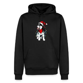 Siberian Husky Weihnachtsmann Weihnachtsbaum Licht - Männer Premium Bio Hoodie - Schwarz - Vorne - Nico (187cm)