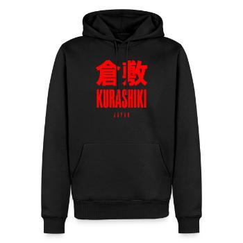 Kurashiki, Japani, Japani - Premium luomulaatuinen miesten huppari - musta - Edestä - Nico (187cm)