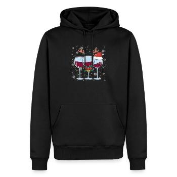 Drôle de vin Noël Noël Santa Hat Lumières de Noël - Sweat à capuche Premium bio Homme - noir - Devant - Nico (187cm)