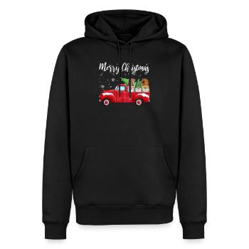 Joyeux arbre de Noël Trois Gnomes Camion Rouge Noël - Sweat à capuche Premium bio Homme - noir - Devant - Nico (187cm)